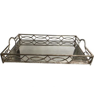 Silver Glass Serving Tray - Oh So Pretty Events & Rentals